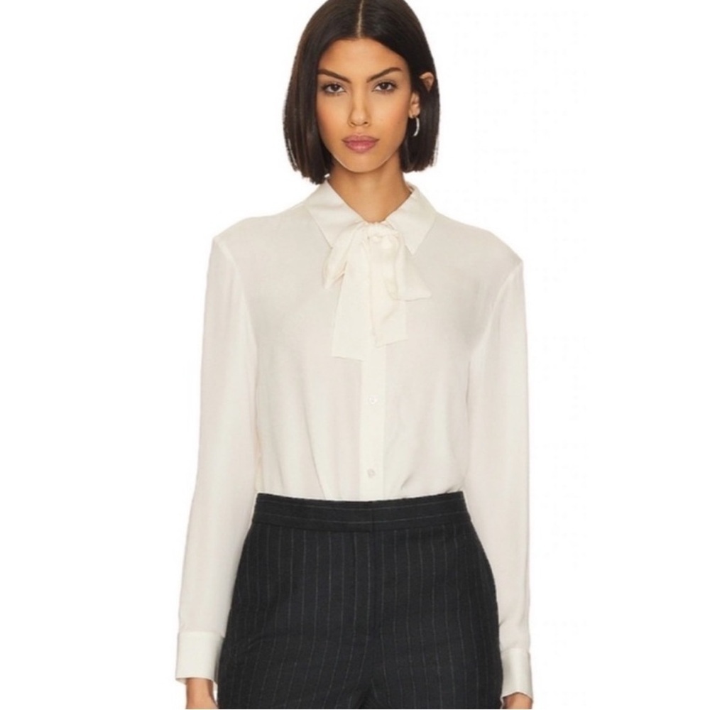 Theory Silk Wide Tie Neck Blouse- M,L